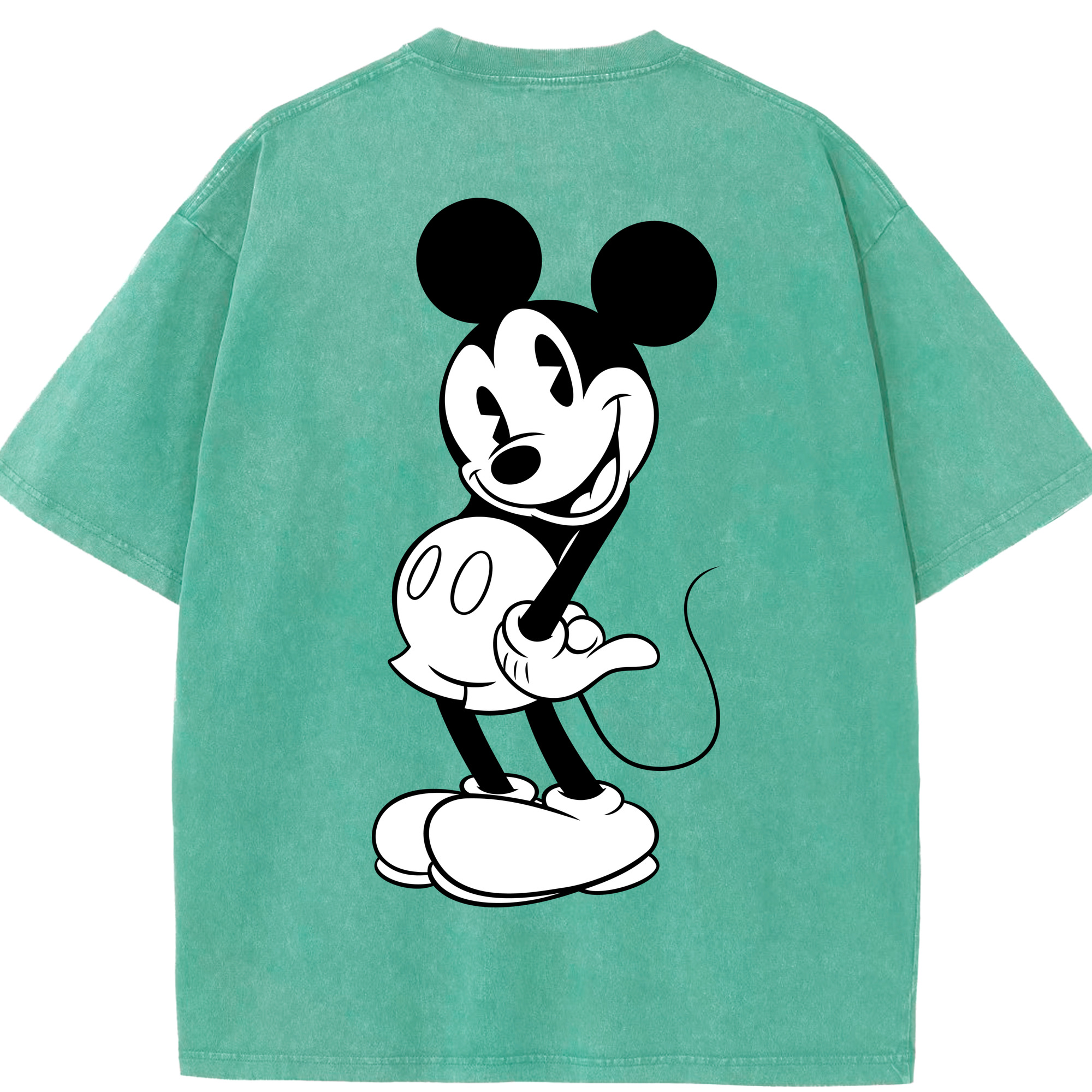 （画像用） ミッキーマウス Mickey Mouse 綿100% ヴィンテージ風 半袖Tシャツ（背面プリント）